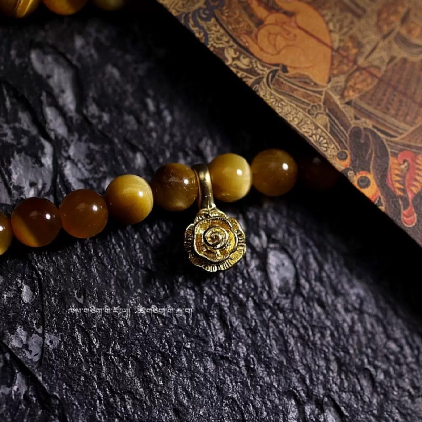 Tibetan Bring Wealth 108 Beads Tiger Eye Stone Amber Necklace