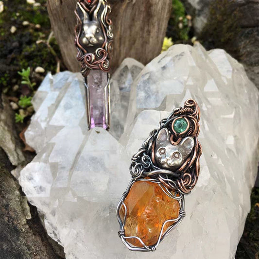 Exquisite Animal Series Crystal Wire-Wrapped Pendant