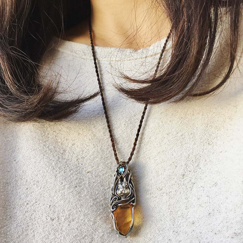 Exquisite Animal Series Crystal Wire-Wrapped Pendant
