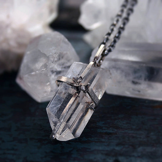 Pure White Crystal Pendant Necklace  - Symbol Spiritual Growth