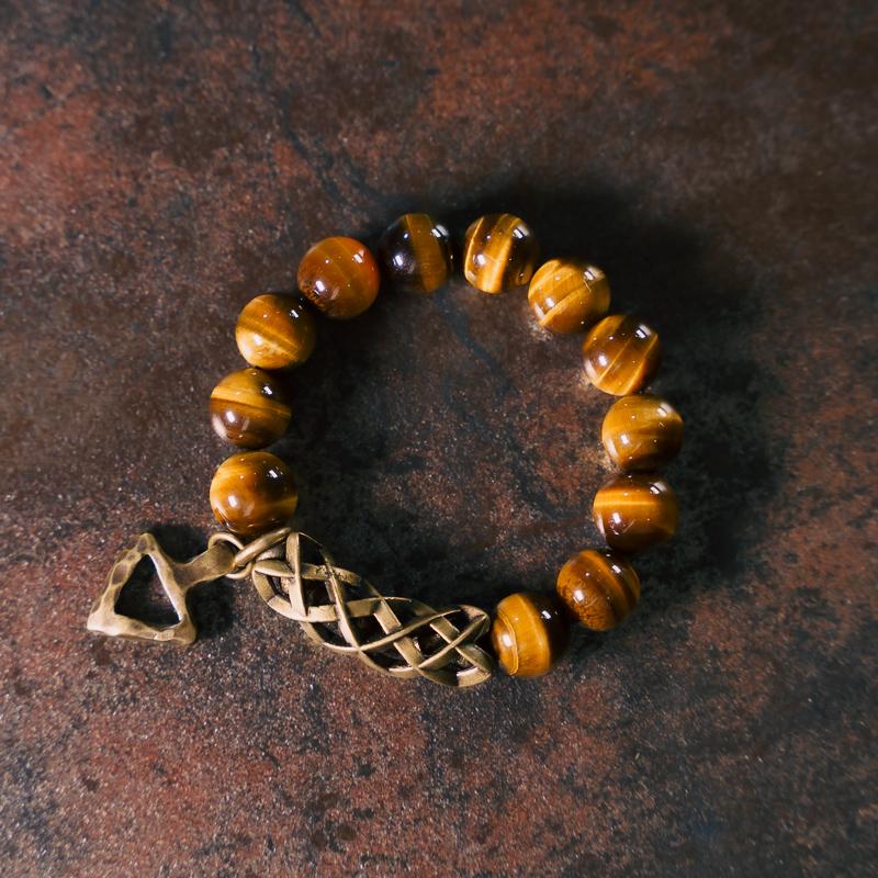 Golden Brilliant Tigerite Stone Clear Crystal Bracelet