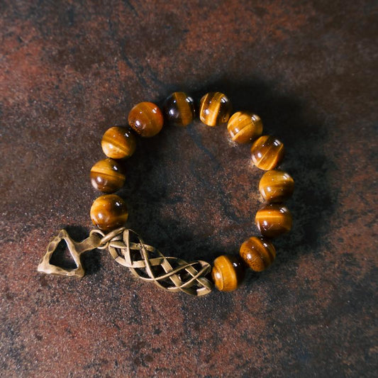 Golden Brilliant Tigerite Stone Clear Crystal Bracelet