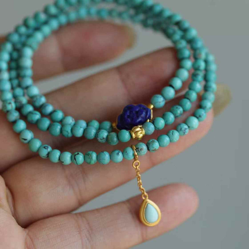Robust Wealth Sturdy Turquoise Necklace Bracelet With Multiple Circles