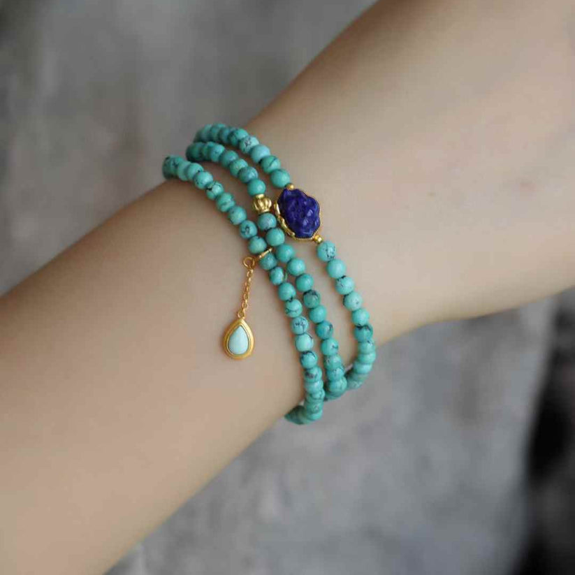 Robust Wealth Sturdy Turquoise Necklace Bracelet With Multiple Circles