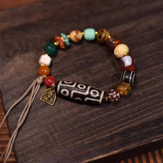 Tibetan agate multi-treasure Buddhist beads dzi bracelet