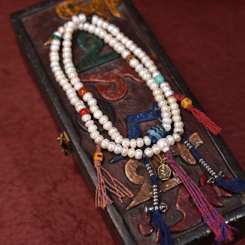 Tibetan 108 Pearl Mala Prayer Beads – Authentic Buddhist Meditation Necklace