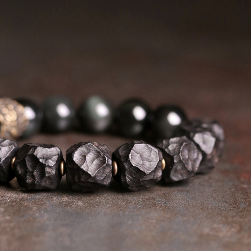 Protection Black Sandalwood & Obsidian Bead Bracelet