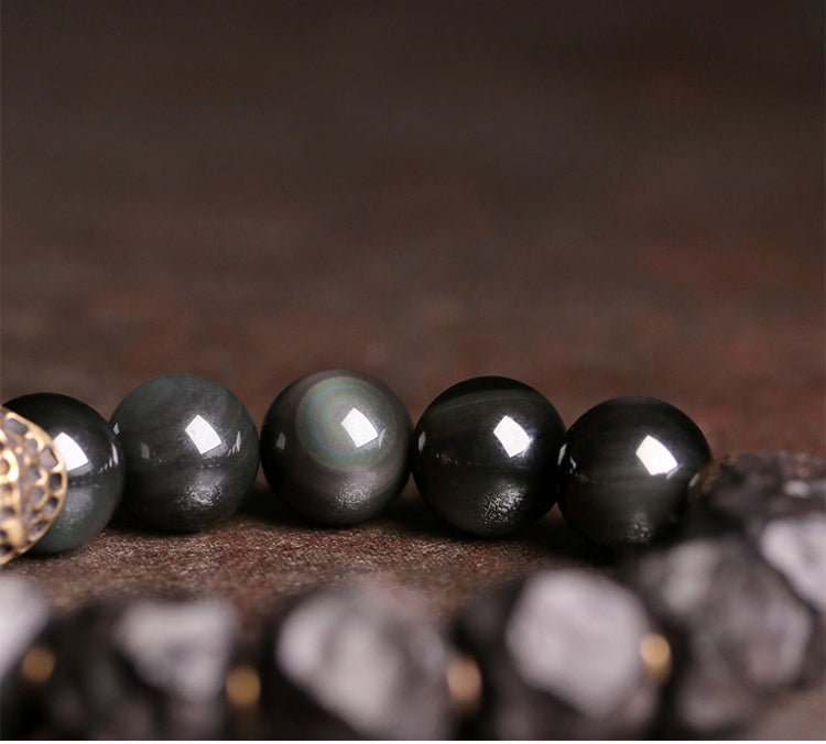 Protection Black Sandalwood & Obsidian Bead Bracelet