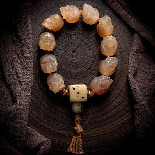 Skull Expands Psychic Energy Tibetan Yak Horn Bracelet