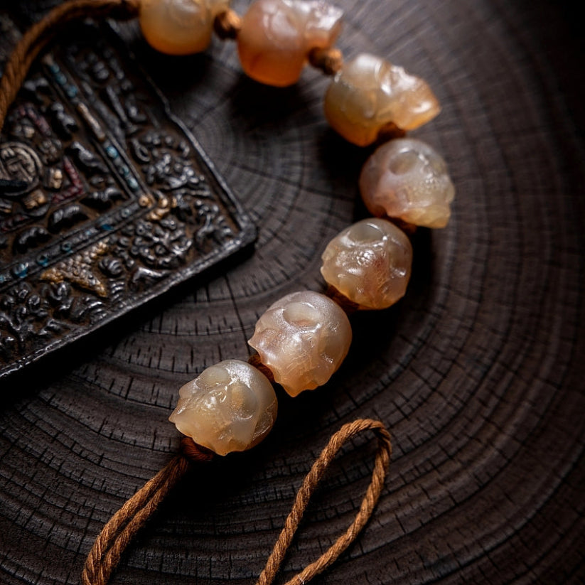 Skull Expands Psychic Energy Tibetan Yak Horn Bracelet