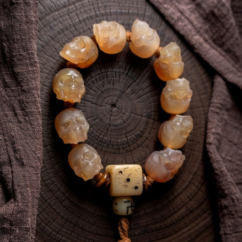 Skull Expands Psychic Energy Tibetan Yak Horn Bracelet