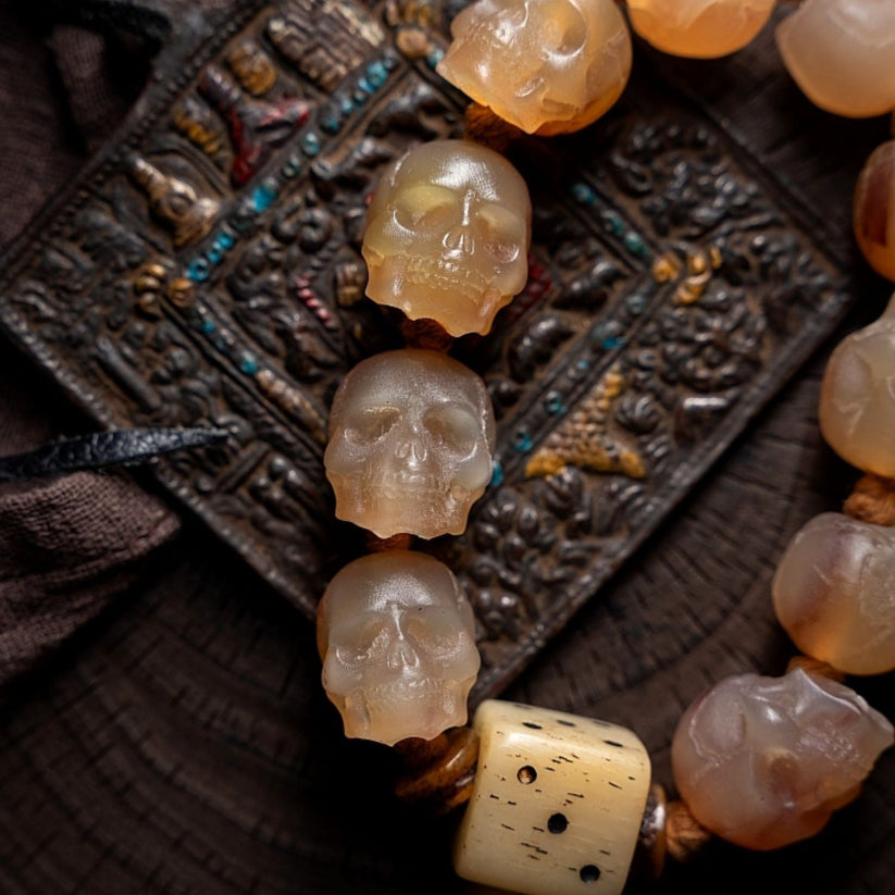 Skull Expands Psychic Energy Tibetan Yak Horn Bracelet