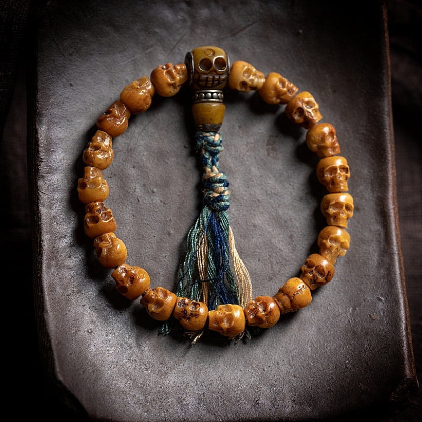Tibetan natural yak bone Buddhist beads bracelet skull bracelet