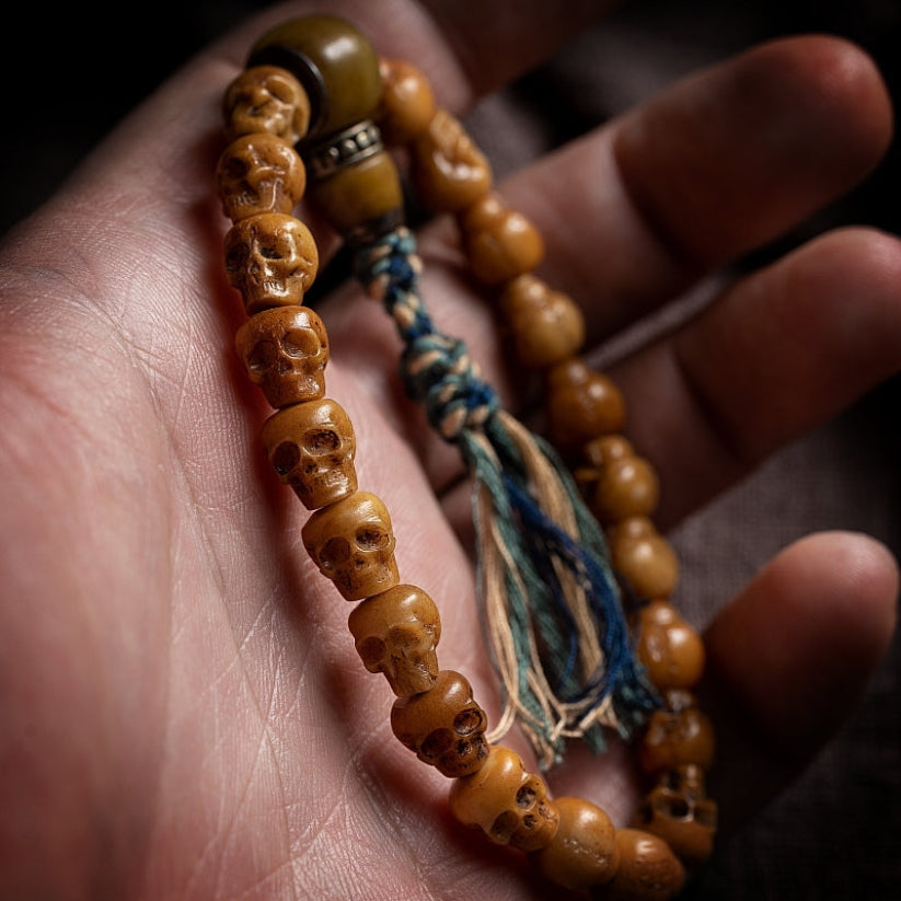 Tibetan natural yak bone Buddhist beads bracelet skull bracelet