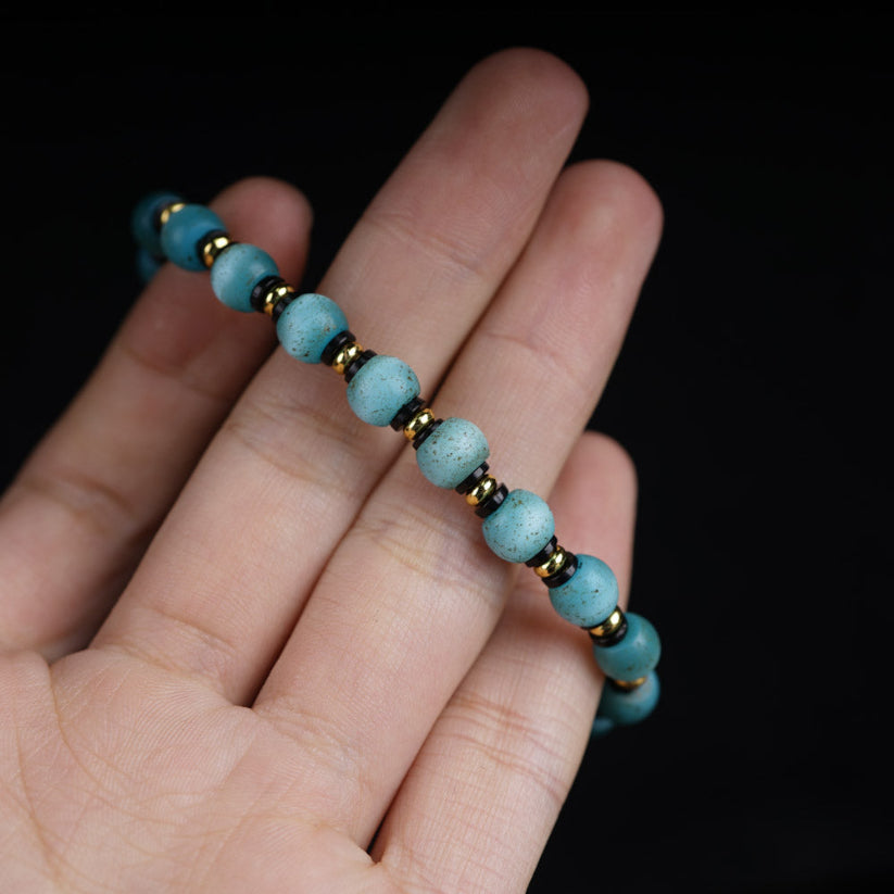 Vintage opal Bracelet - Tibetan Style Dzi Beads with Cultural Significance