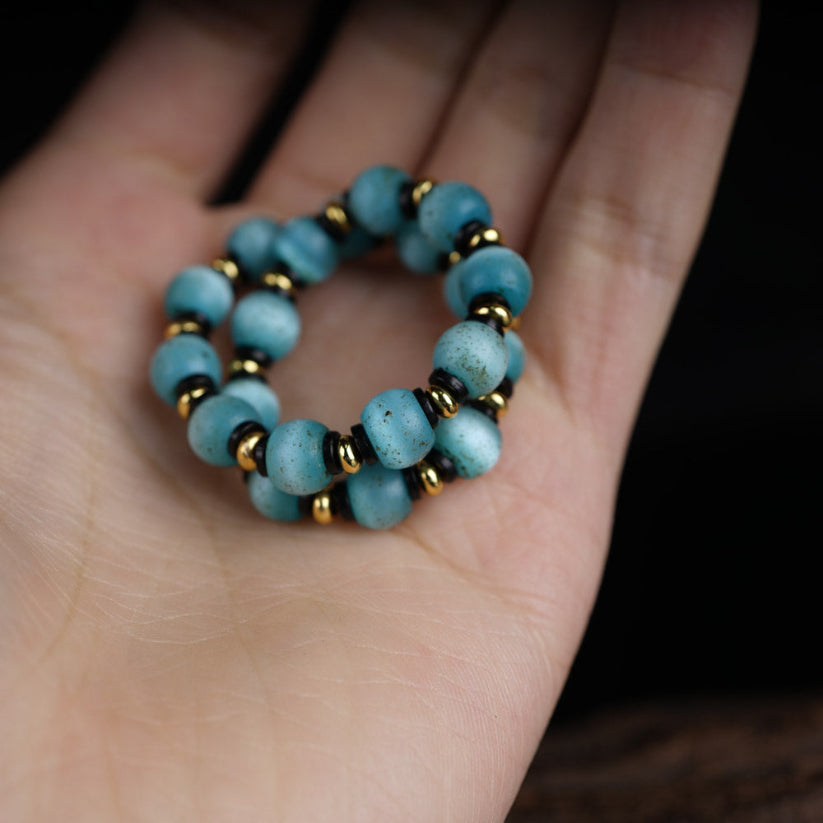 Vintage opal Bracelet - Tibetan Style Dzi Beads with Cultural Significance