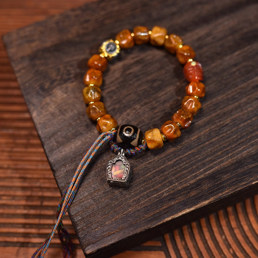Tibetan Passion Seed & Ox Bone Carved Handcrafted Spiritual Jewelry  Bracelet