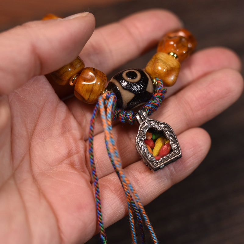 Tibetan Passion Seed & Ox Bone Carved Handcrafted Spiritual Jewelry  Bracelet