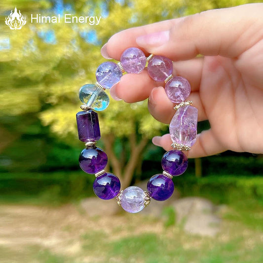 Wealth Good Luck Amethyst Bracelet white Crystal Bracelet