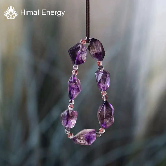 Himal Energy Bring Good Luck Natural Amethyst Crystal Rough Stone Bracelet