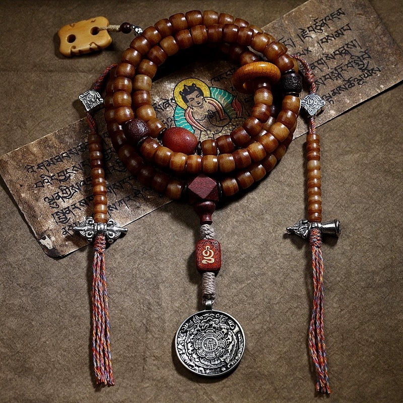Himal Energy Sacred Harmony Yak Bone 108 Mala Beads Necklace