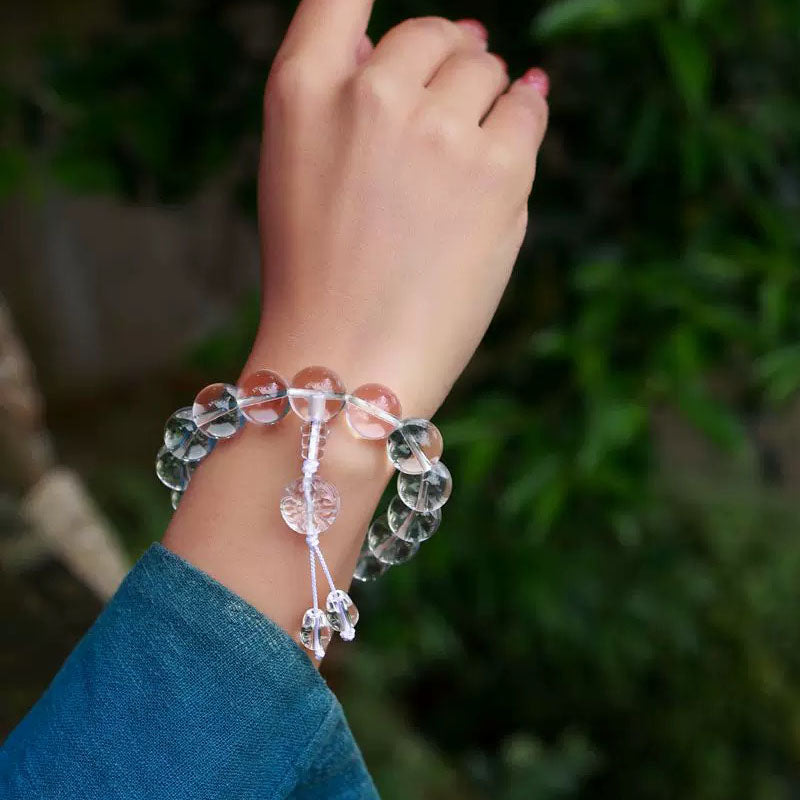 Himal Energy Natural Himalayan White Crystal Rosary Bracelet