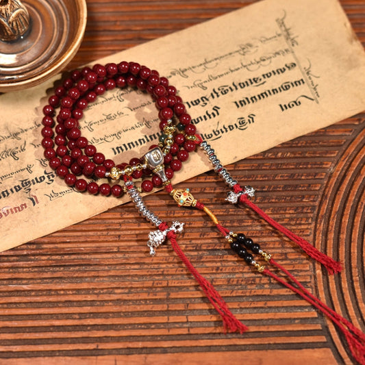 Tibetan Purple Gold Sand Cinnabar Buddha Bead Necklace & Bracelet