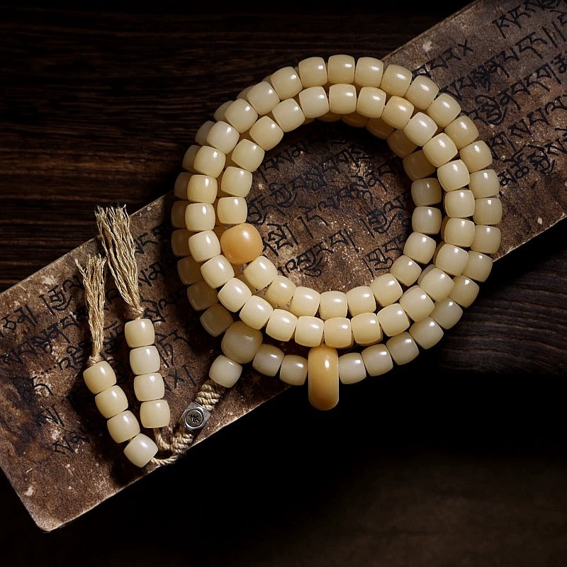 Himal Energy Tibetan Prosperity Mala Necklace Natural White Jade Bracelet