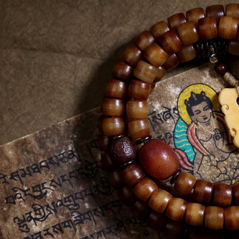 Himal Energy Sacred Harmony Yak Bone 108 Mala Beads Necklace