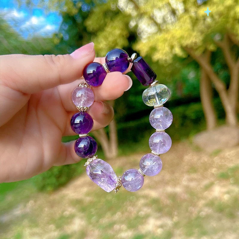 Wealth Good Luck Amethyst Bracelet white Crystal Bracelet