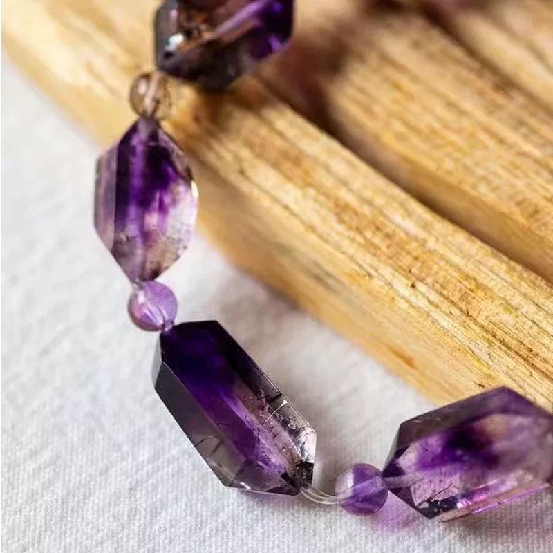 Himal Energy Bring Good Luck Natural Amethyst Crystal Rough Stone Bracelet