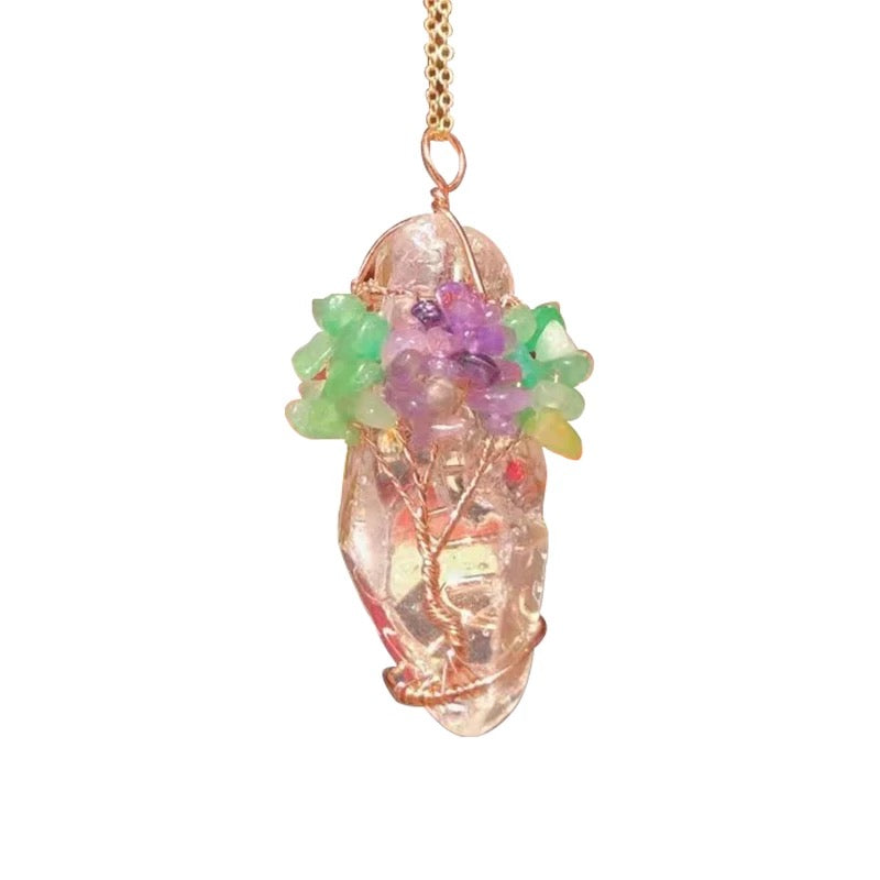 Wisdom  Good Luck Himala White Handmade Crystal Necklace Amethyst Ocean Pendant
