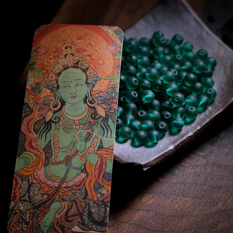 Himal Energy Tibetan Wealth Mala Necklace Natural Green Colored Glaze Bracelet