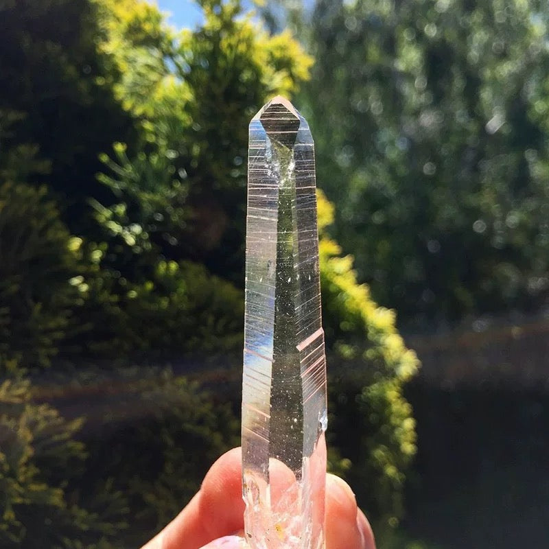 Hand-Woven Elf Kiss Natural White Raw Crystal Pendant