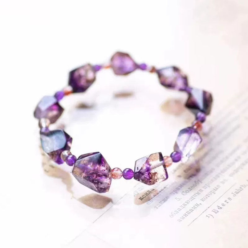 Himal Energy Bring Good Luck Natural Amethyst Crystal Rough Stone Bracelet