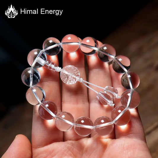 Himal Energy Natural Himalayan White Crystal Rosary Bracelet