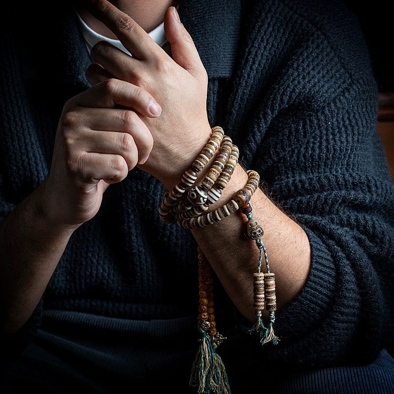 Himal Energy Prosperity 108 Buddhist Beads Yak Bone Necklace Natural Bracelet