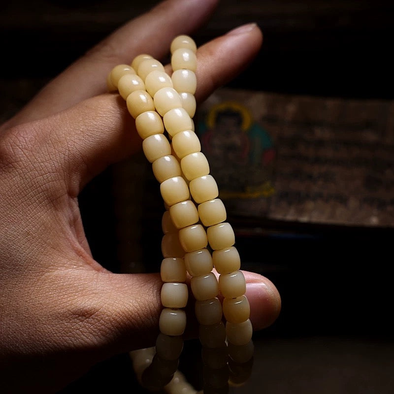 Himal Energy Tibetan Prosperity Mala Necklace Natural White Jade Bracelet