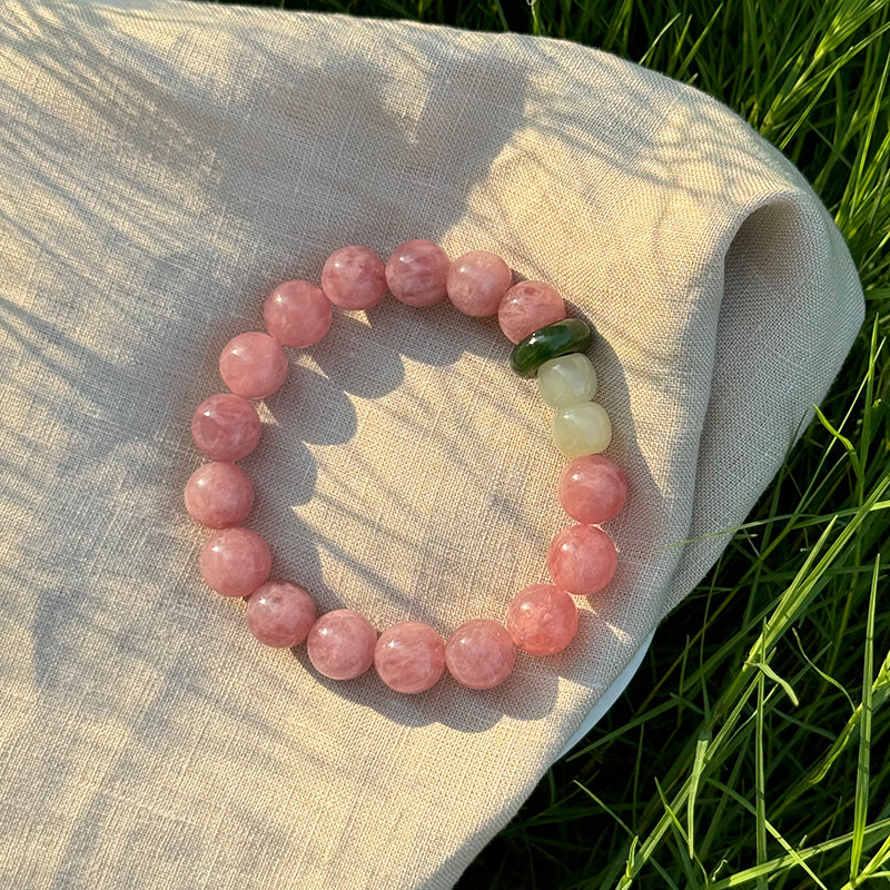 Be kind to yourself Purple Horse Pink Quartz Hetian Jade Bracelet