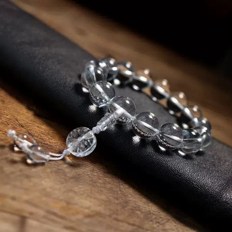 Himal Energy Natural Himalayan White Crystal Rosary Bracelet