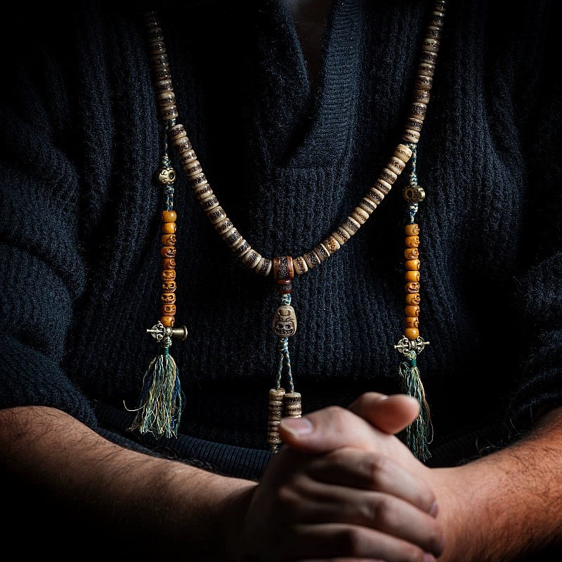 Himal Energy Prosperity 108 Buddhist Beads Yak Bone Necklace Natural Bracelet