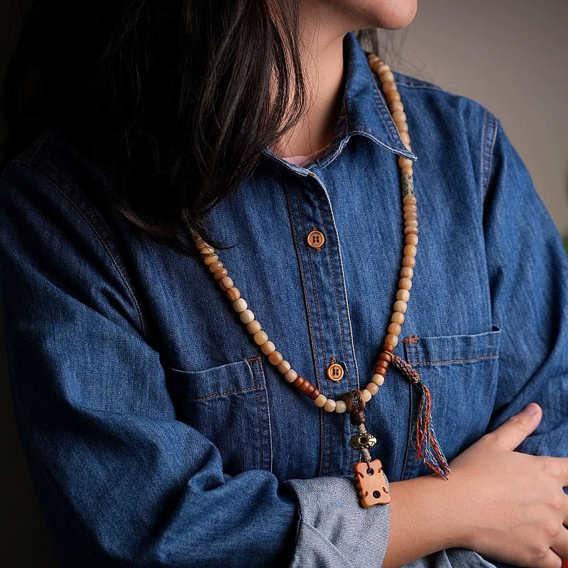 Himal Energy Abundance Yak Bone 108 Mala Beads Necklace