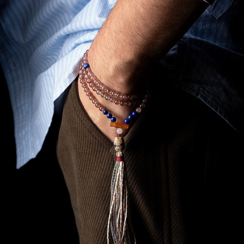 Himal Energy 108 Beads Prosperity Mala Necklace Agate Bracelet