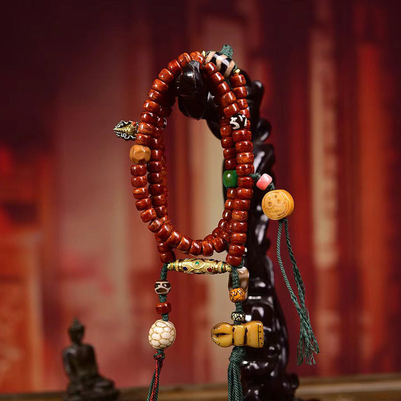 Guardian Bodhi Agate Yak bone 108 Mala Beads Necklace