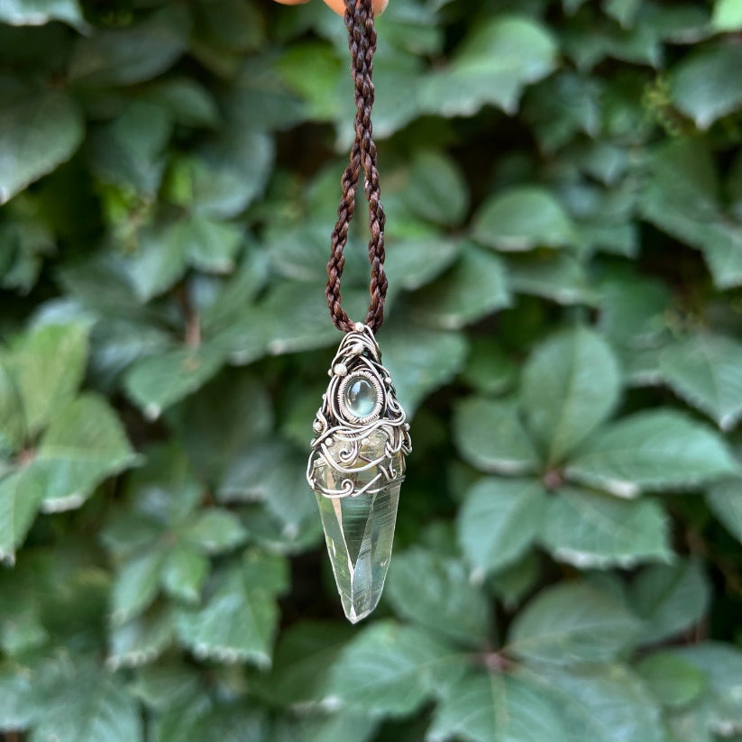 Tibetan Energy Protection Crystal Custom Wire-Wrapped Pendant