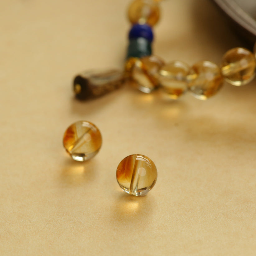 Wealth & Harmony Citrine Tower Yellow Rutilated Quartz Jade Agarwood Bracelet