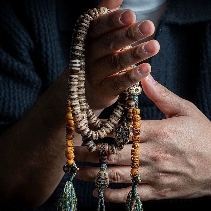 Himal Energy Prosperity 108 Buddhist Beads Yak Bone Necklace Natural Bracelet