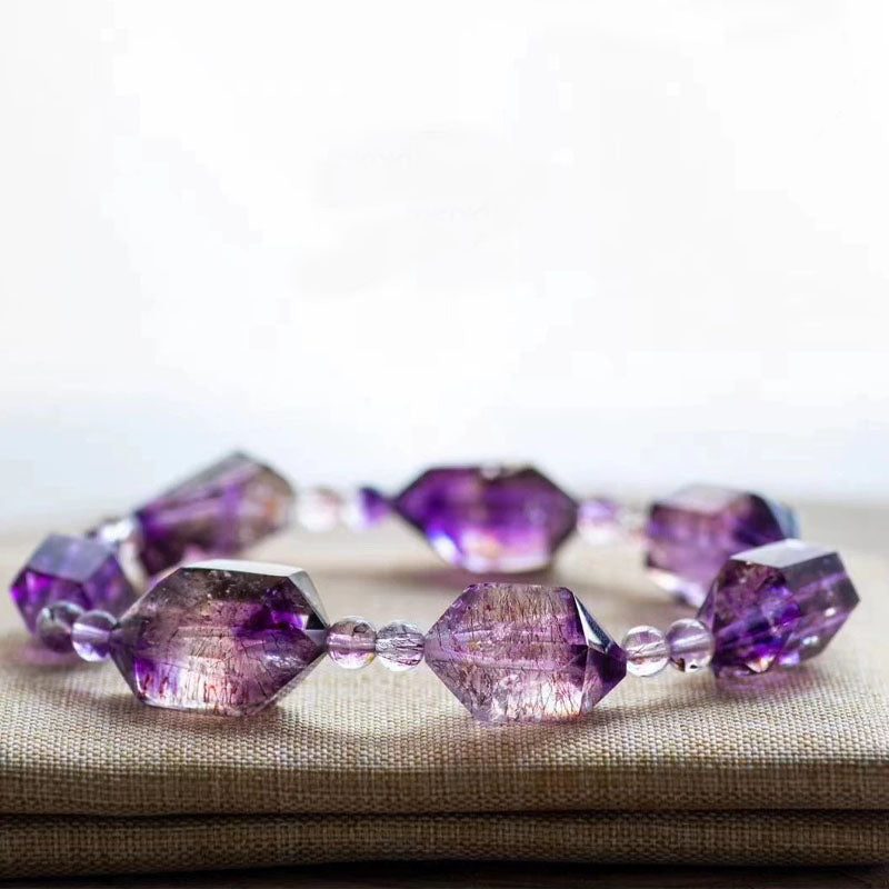 Himal Energy Bring Good Luck Natural Amethyst Crystal Rough Stone Bracelet