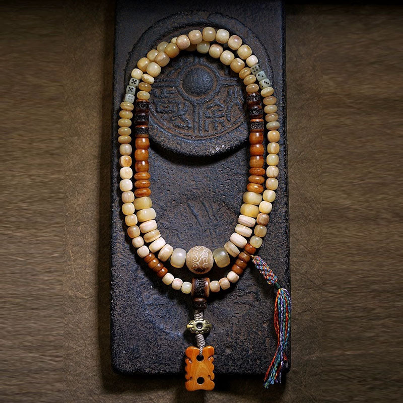 Himal Energy Abundance Yak Bone 108 Mala Beads Necklace