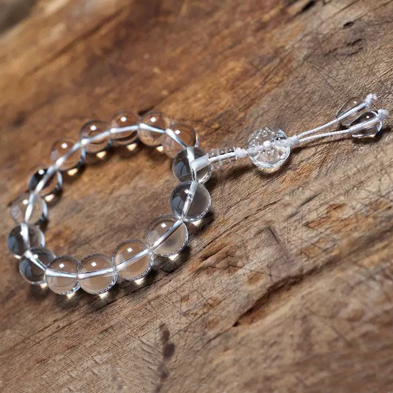 Himal Energy Natural Himalayan White Crystal Rosary Bracelet